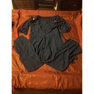 Migratory Birds Dark Blue Wide-Leg Jumpsuit Size Small
